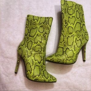 Faux Neon Snake Skin Booties